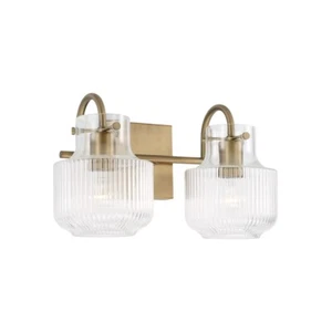 Capital Lighting Nyla 2 Light Vanity, Aged Brass/Clear Fluted - 145121AD - Picture 1 of 1