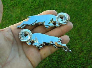 LEAPING RAM PAIR CAR PICKUP EMBLEMS X 2 Chrome Metal Fender Badges fits DODGE - Bild 1 von 2