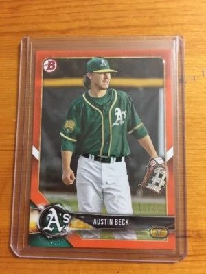 2018 Bowman Austin Beck Orange Card /25 - Image 1 of 2