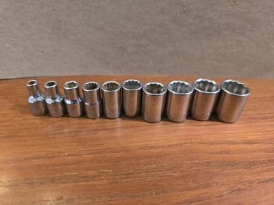 Proto Challenger 1/4" Drive 10 piezas Juego de enchufes 4mm-13mm 1004M-1013TM EE. UU. Hecho Foto 1 de 4