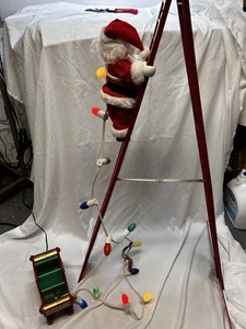 De Colección 94 Mr Christmas Stepping Santa Escalera Escalada Animada Luces Musicales Funciona - Imagen 1 de 17