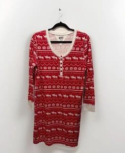 Lazy One Women’s S/M Nordic Fairisle Moose Elk Christmas Nightshirt Gifts Pajama - Picture 1 of 8