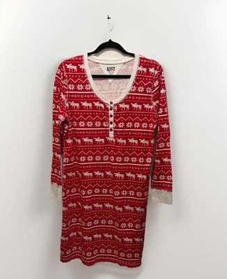 Lazy One Women’s S/M Nordic Fairisle Moose Elk Christmas Nightshirt Gifts Pajama - Image 1 of 4