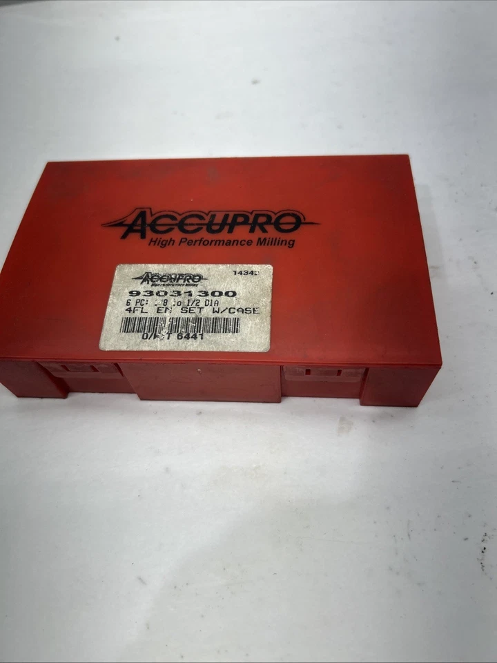 Accupro 6件 端铣套装 4长笛1/8英寸-1/2英寸直径末端套装带盒 — 第 1/4 张图片