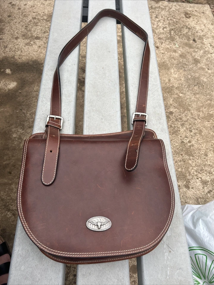 R.M. Williams Brown Leather Messenger Bag Handbag Purse  Side Satchel Vintage - image 1 of 4