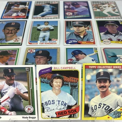 1980 Topps - 1989 Upper Deck Boston Red Sox Baseball Card Lot Boggs Clemens Rice - Image 1 of 4