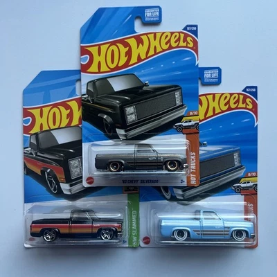 HOT WHEELS  ‘83 CHEVY SILVERADO( BLACK , GRAY , LIGHT BLUE , - Image 1 of 4