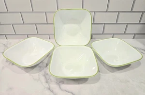 Lote 4 Corelle Coordenadas 6.5" Cereal Cuenco Cuadrado Bambú Hoja Patrón Set - Imagen 1 de 8