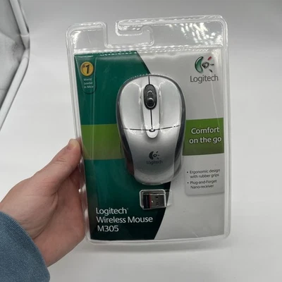 Logitech M305 Wireless Optical Mouse w/ Receiver Silver NEW SEALED - Image 1 of 2