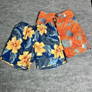 Speedo Swim Trunks Lot (2) Boy’s M Blue Orange Tropical Print - Picture 1 of 18