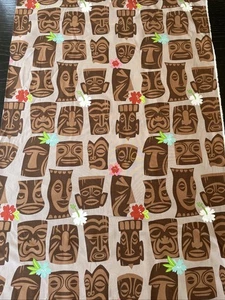 Tahiti Tiki Alexander Henry Brown Burlap Tropical Luau Hawaiian Fabric Yard - Picture 1 of 14