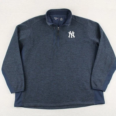 Пуловер мужской Antigua 1/4 на молнии Ny Yankees размер 2XL синий полиэстер - Изображение 1 из 4