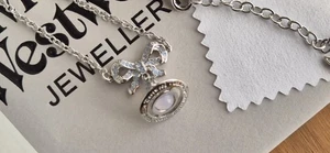 Vivienne Westwood Octavie Orb Pendant Silver Bow Necklace Gift Box Jewellery - Picture 1 of 11