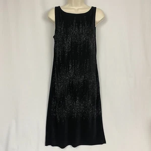 Vintage Carol Anderson Dress Womens Small Black Rhinestone Slinky Glam Party 90s - Picture 1 of 14