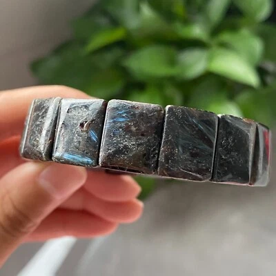 Pulsera de cuentas rectangulares de cristal de serafinita negro natural de 16*6 mm 1244 Foto 1 de 4