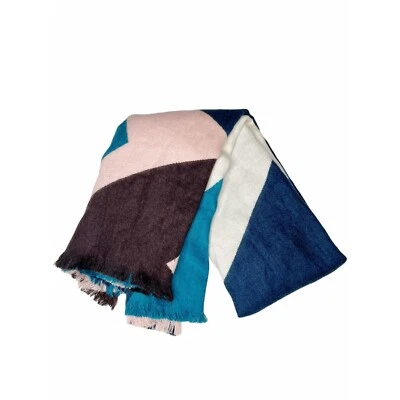 Banana Republic Colorblock Blanket Scarf Wrap Geometric Chunky Fringe — 第 1/4 张图片