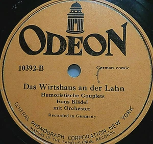 HANS BLÄDEL "La posada an der Lahn / El viudo en duelo" Odeon 1925 78 rpm - Imagen 1 de 2