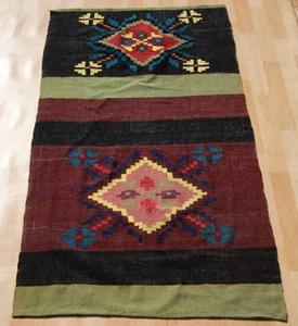 FLORAL KELIM BURDEOS TURCO TEJIDO A MANO 20+ ALFOMBRAS RECTANGULARES DE LANA 2X4 pies - Imagen 1 de 3