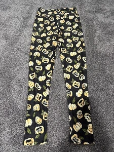 Girls Large Black Pumpkin Halloween Leggings - Picture 1 of 3