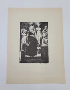 "Antique Beauty" Art 1933 Print Lithograph Sketch Signed by Peggy Bacon - Picture 1 of 9