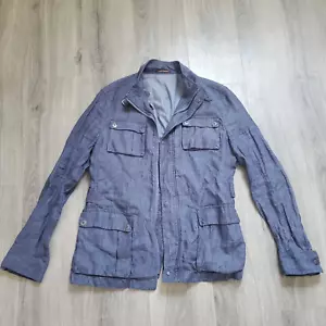 Adolfo Dominguez Linen Jacket Mens 40 Blue Field Casual Italian Designer Luxury - Picture 1 of 8