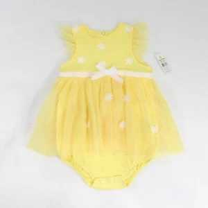 DDG Darling 3-6 months Yellow One Piece Bodysuit Tutu Dess with White Flower - Picture 1 of 6