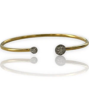 Two-Tone 18kt 0.15ct Diamond Halo Flexible 6" Cuff Bracelet Stamped Ed - Picture 1 of 7