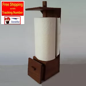 Paper Towel Holder Drawer Teak Wood Natural Texture Resort Spa Kitchen Napkin - Picture 1 of 12