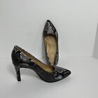 Geox Respira Snakeskin Print Gray Black Faux Leather High Heel Shoes Sz 37/ 7 Us