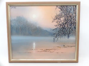 Painting by Gilbert Michaud "Landscape by the Lake" - Picture 1 of 3