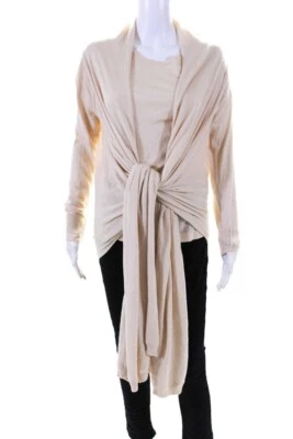Cárdigan Suéter Cascada Seda Cachemira Colección Donna Karan Desnudo Talla L Foto 1 de 4