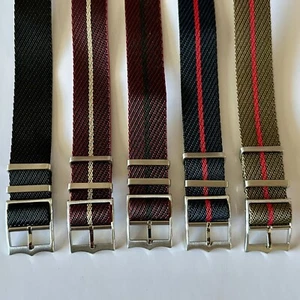 22mm Set of 5 straps - Chevron Fabric Nylon Hook Military Strap (RED) - Picture 1 of 6