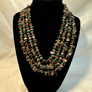 Collana vintage Giappone importazione agata anni 60 multifilo - Foto 1 di 7