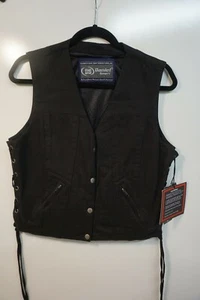 Women's Single Back Concealed Carry Biker Motorcycle Vest Daniel Smart DM906BK L - Picture 1 of 4