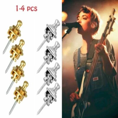 Botões de trava de alça de cabeça redonda cromada 1/2/4 peças para peças de estilo baixo de guitarra - Imagem 1 de 4