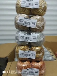 GOLD GRUNDL GOLDFINGERING CROCHET METALIC YARN 4x25G BALLS GLITTER 3PLY DYE 8209 - Picture 1 of 24