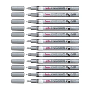 Pentel Permanent Paint Marker, Fine Bullet Tip Mellalic Silver ink MSP10 12 Pack - Picture 1 of 8