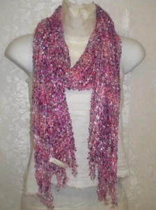 COLLECTION EIGHTEEN CONFETTI SCARF PINKS PURPLES SILVER METALLIC BOX07 - Picture 1 of 4