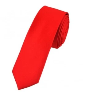 NEW Men Boy RED Skinny Slim Retro Tie Narrow 2 " Wide Thin Necktie Solid Color - Picture 1 of 2