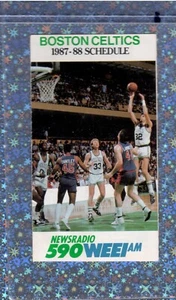 1987-88 Boston Celtics Pocket Schedule Larry Bird Photo 🤩Union Warren 🏀 - Picture 1 of 3