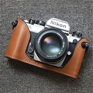 Nikon FA Genuine Leather Half Case Camera Brown Retro Cover Insert TP Handmae  - Picture 1 of 9
