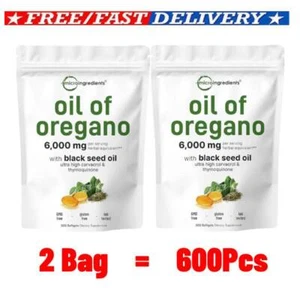 2X Micro Ingredienti Olio di Origano Softgels 6000mg per porzione,300Ct 2in1 - Foto 1 di 10
