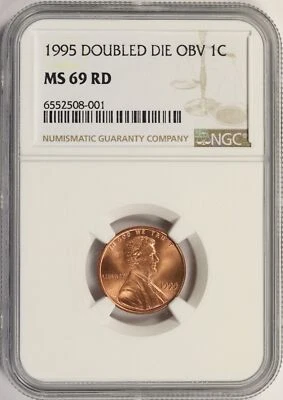 1995 1c DDO Doubled Die Obverse Lincoln Cent NGC MS69RD - Image 1 of 4