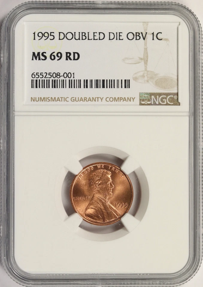 1995 1c DDO Doubled Die Obverse Lincoln Cent NGC MS69RD - Image 1 of 4