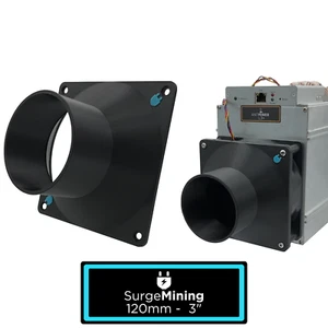 120mm to 3 inch Fan Duct Adapter Intake Exhaust Silencer Crypto ASIC Miner S9 L3 - Picture 1 of 3
