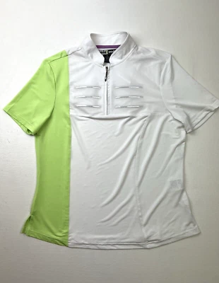 Camisa de golf Jamie Sadock para mujer talla M S/S blanca/verde lima 1/4 cremallera malla reflectante Foto 1 de 4