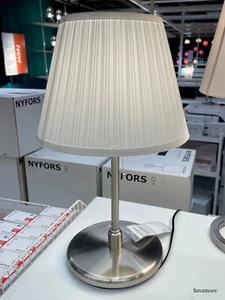 IKEA KRYSSMAST Table lamp, nickel plated, fabric lampshade BRAND NEW - Picture 1 of 5
