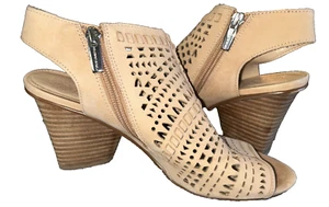 Stivaletti da donna Vince Camuto Derechie in pelle 8,5 marrone con zip punta aperta ritagli - Foto 1 di 6