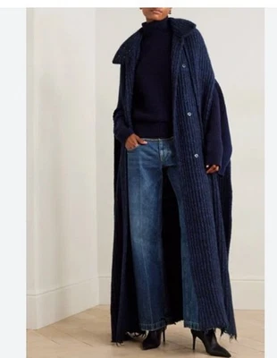 Cárdigan STELLA MCCARTNEY Talla L XL Gran Tamaño Acanalado Mezcla Alpaca Maxi Capa Foto 1 de 4