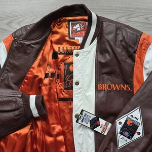 Giacca di pelle vintage Cleveland Browns G-III Carl Banks Quarterback Club nuova con etichette NFL - Foto 1 di 17